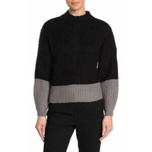 Elodie Nordstrom Sweater Top Size XL Mock Neck Black Gray Colorblock NEW Tag B29
